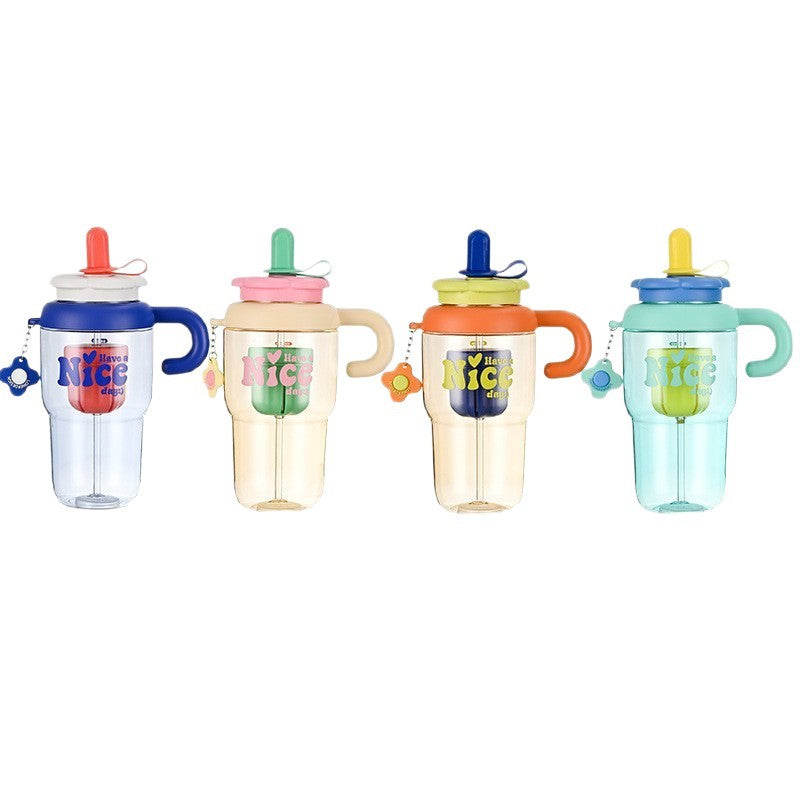 Unisex drinking cup with integrated straw and spill protection Stornfield