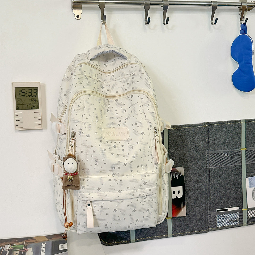 Stylish Multi-Pocket Star-Embellished Backpack Stornfield