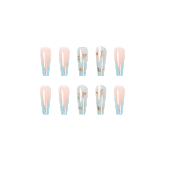 Artificial nail extensions in an elegant style with floral design Stornfield