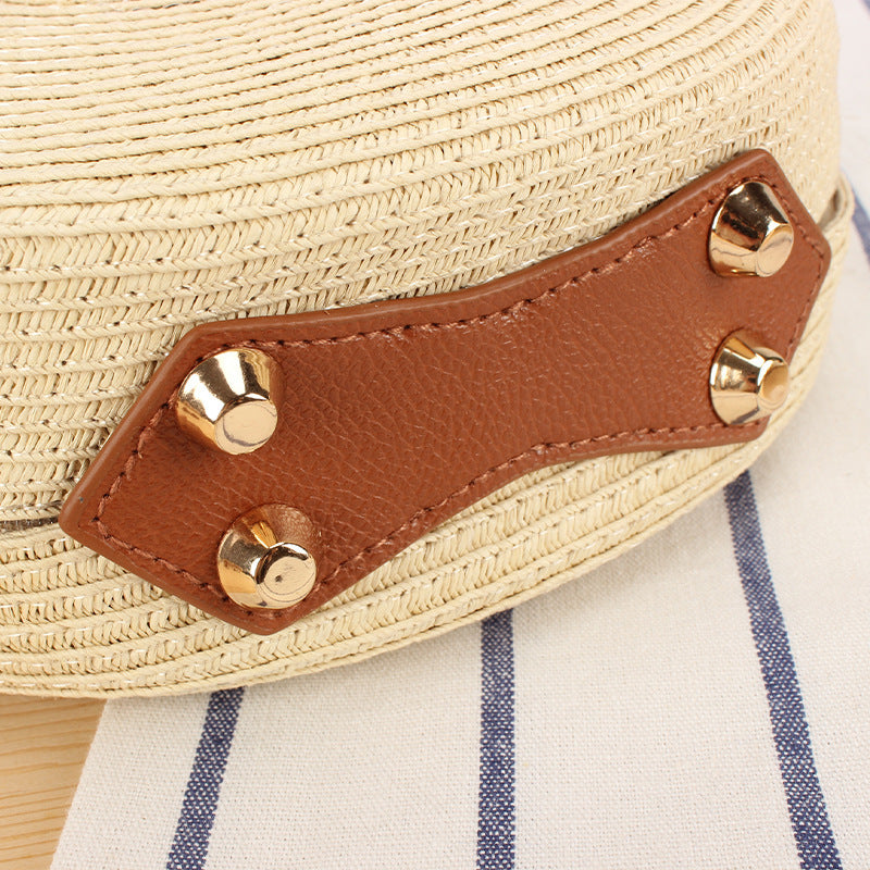 Round Basket Bag with Elegant Leather Handle Stornfield