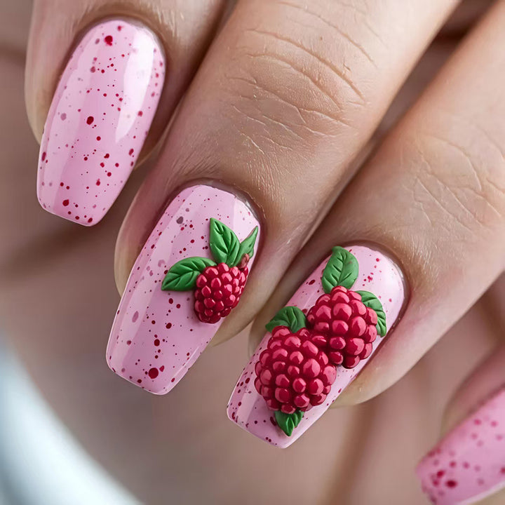 Artificial nails with Playful Raspberry Design Stornfield