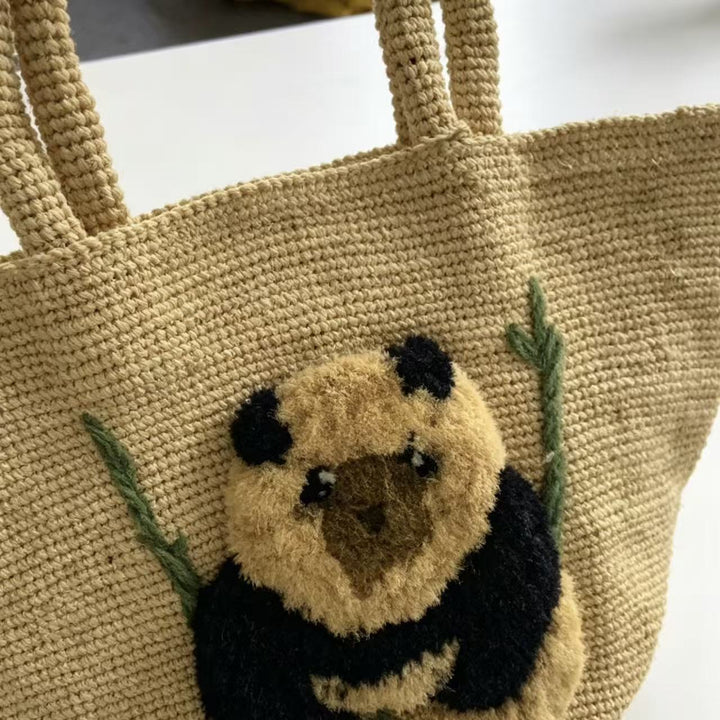 South Sea suitable basket bag with panda motif Stornfield