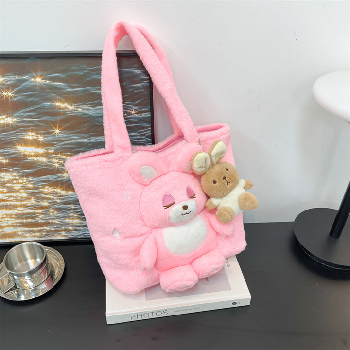 Cute Plush Bear-Themed Tote Bag