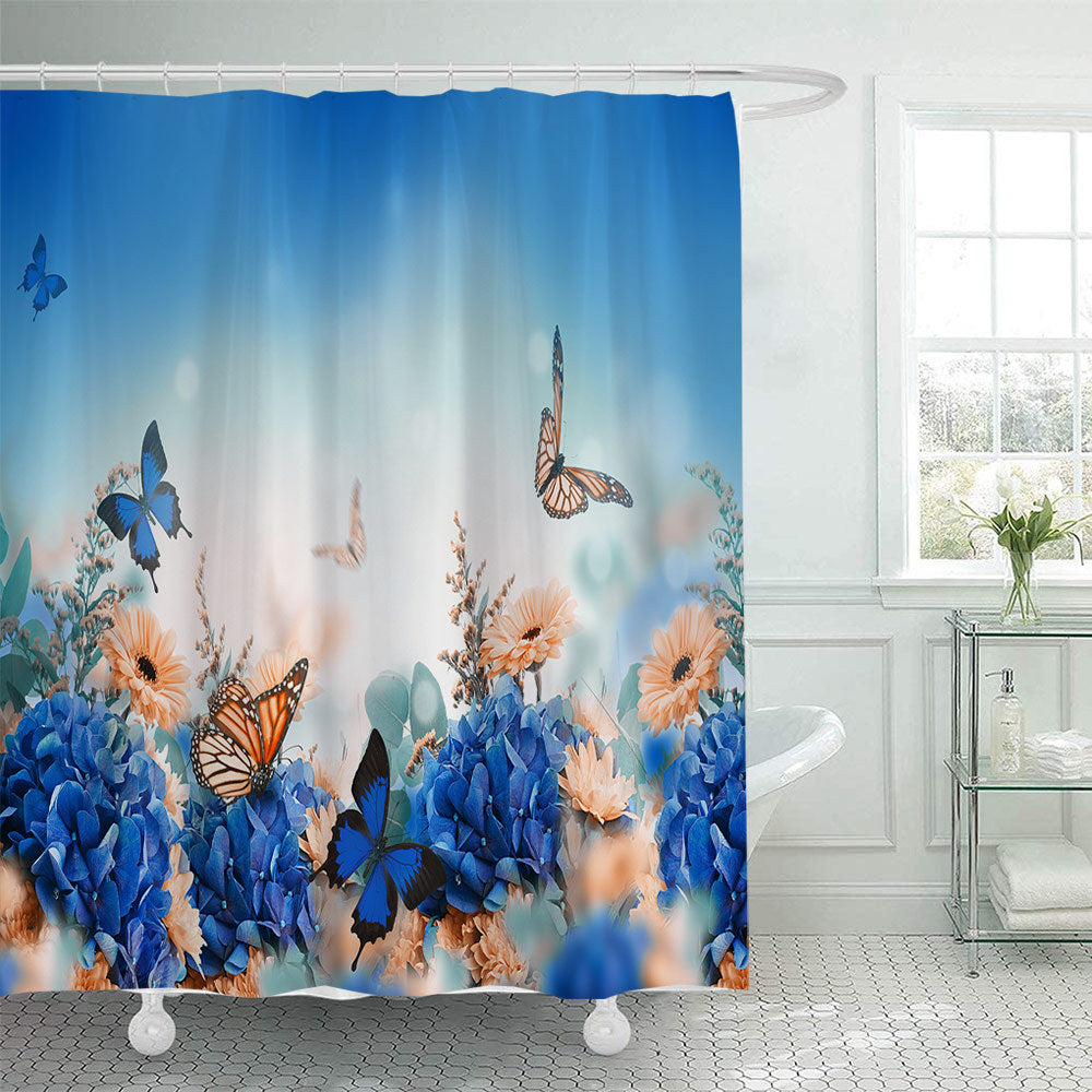 Butterfly-Inspired Floral Shower Curtain Stornfield