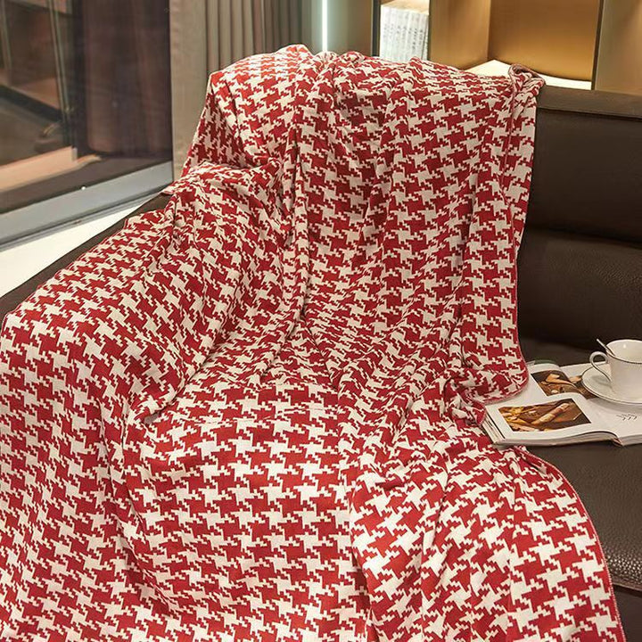 Houndstooth Knit Throw Blanket