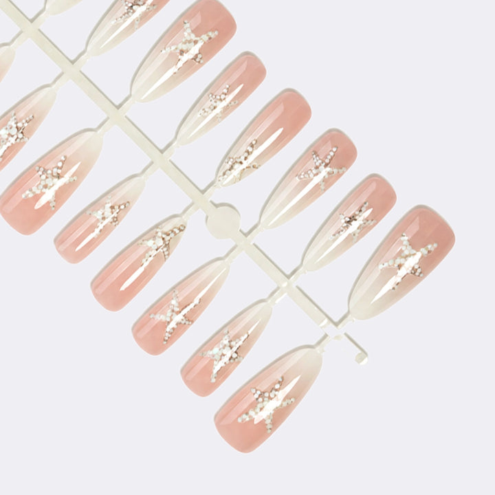 Artificial nail set with elegant star motifs Stornfield