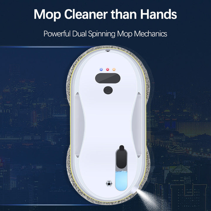 robotic window cleaner with dual spinning microfiber mops and spray function Stornfield