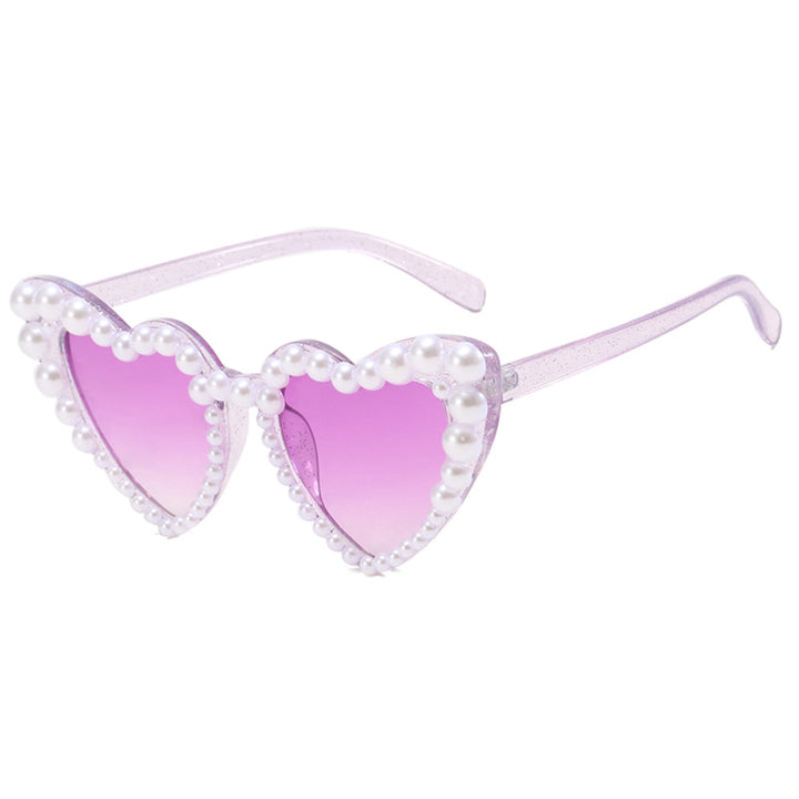 Women's Heart-Shaped Sunglasses with Pearl-Embellished Frame Stornfield