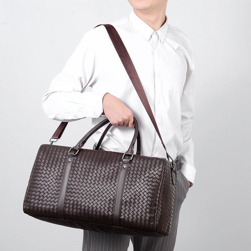 Woven Leather Travel Duffle Bag Stornfield