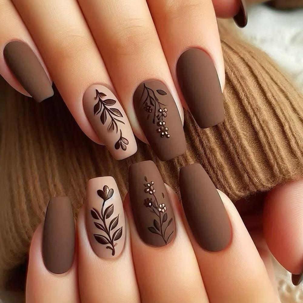 Elegant Floral Matte Press-On Nails Stornfield