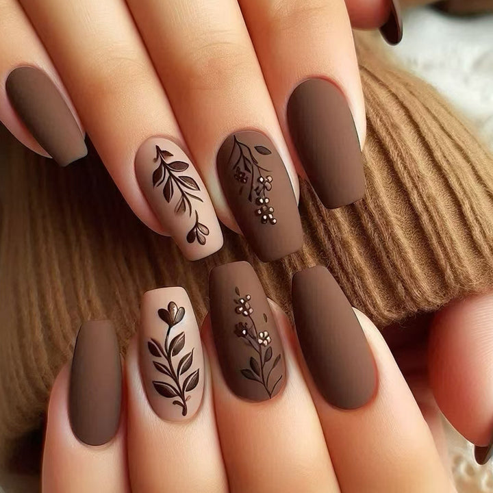 Elegant Floral Matte Press-On Nails Stornfield