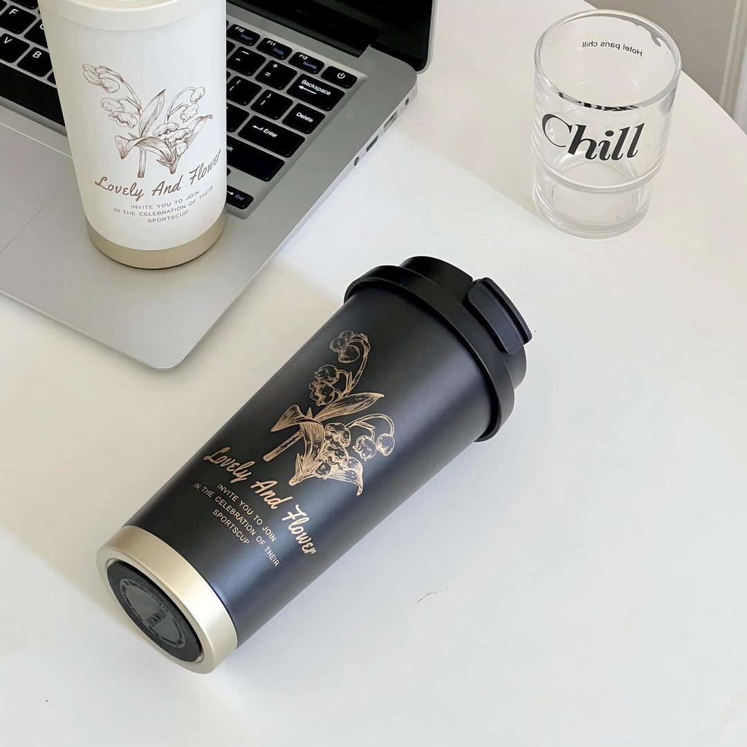 Women Travel Mug with Elegant Flower Illustration Stornfield
