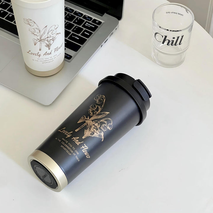 Women Travel Mug with Elegant Flower Illustration Stornfield