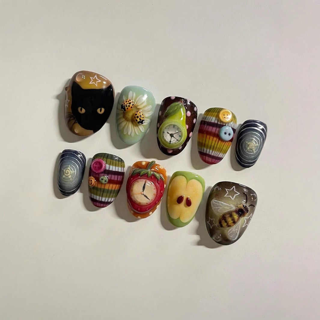 Artistic Ocean-Themed Press-On Nail Art Stornfield