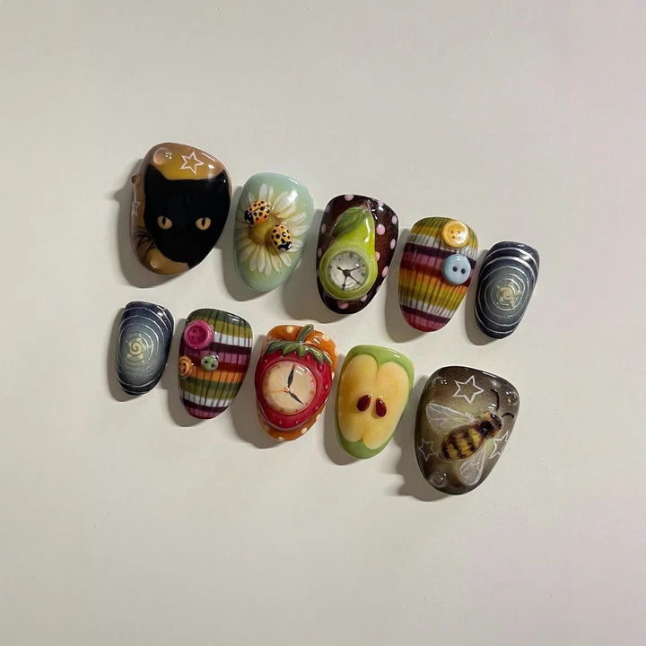 Artistic Ocean-Themed Press-On Nail Art Stornfield
