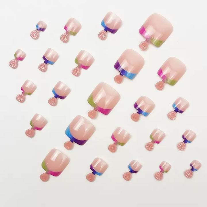 Artificial nail set with colorful gradient and trendy accents Stornfield