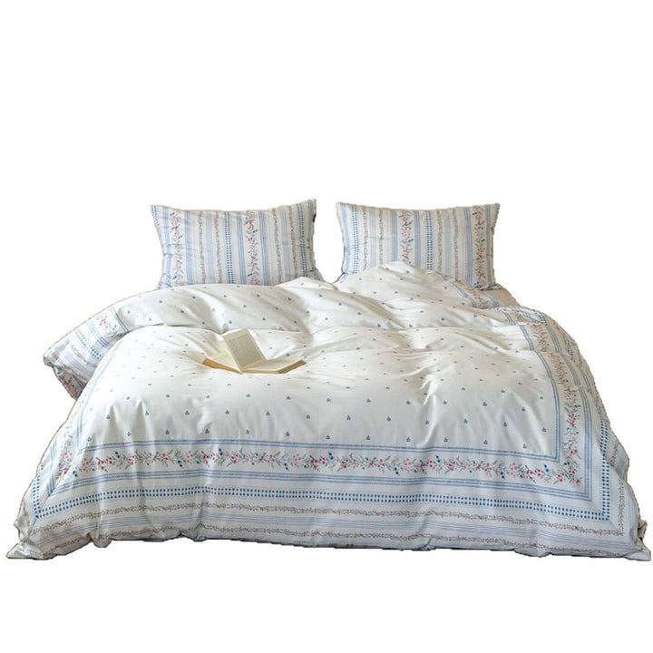 Reversible Cotton Percale Duvet Cover Set with Subtle Circular Print and Pillowcases