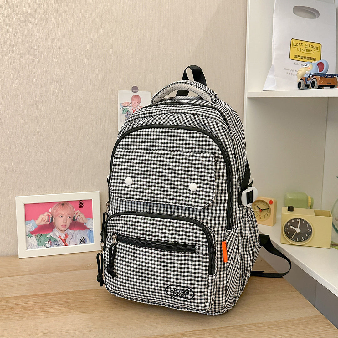 Gingham Print Multi-Pocket Backpack Stornfield