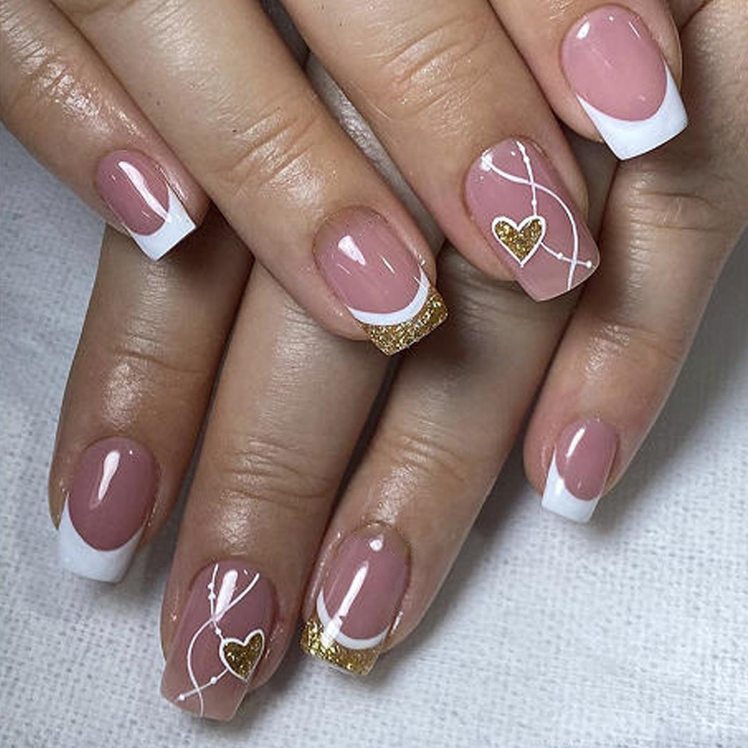 Elegant Heart-Themed Acrylic Nail Art Stornfield