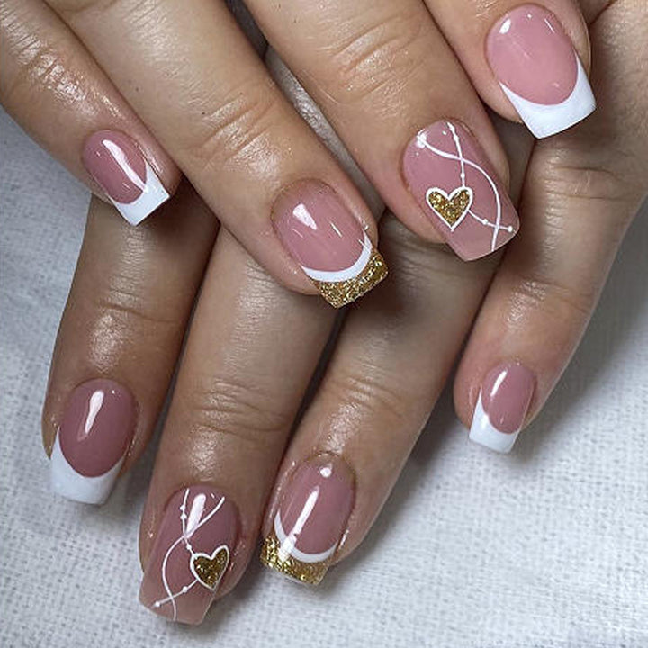 Elegant Heart-Themed Acrylic Nail Art Stornfield