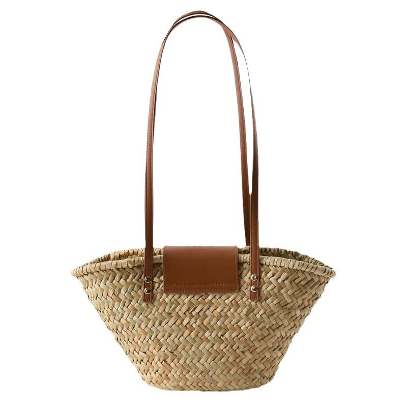 Handcrafted basket bag with leather flap Stornfield