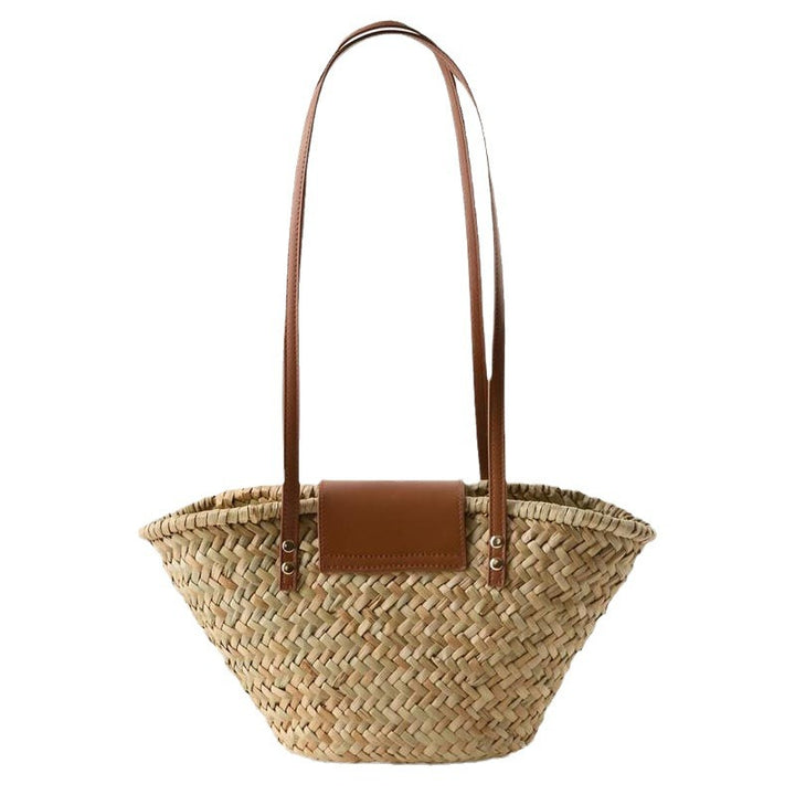 Handcrafted basket bag with leather flap Stornfield