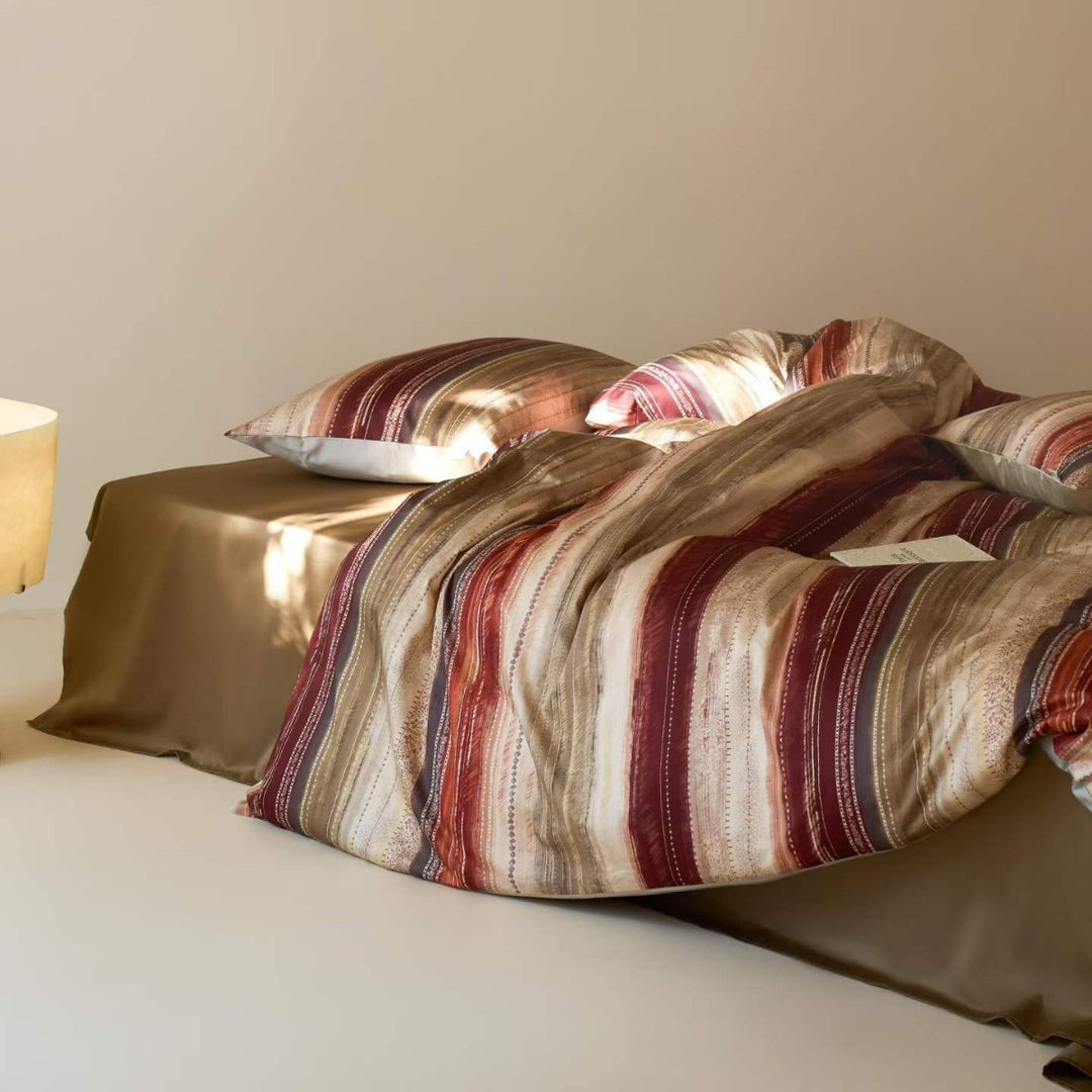 Reversible Striped Comforter Set with Plush Microfiber Fill and Matching Shams