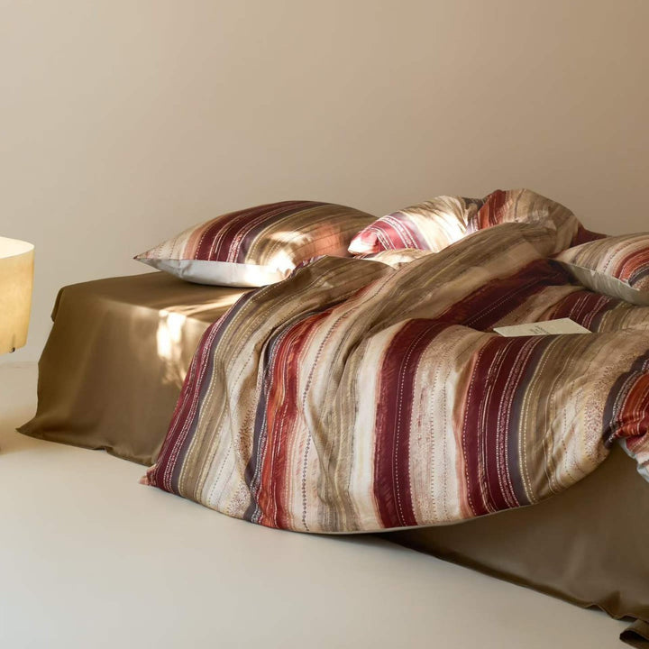 Reversible Striped Comforter Set with Plush Microfiber Fill and Matching Shams