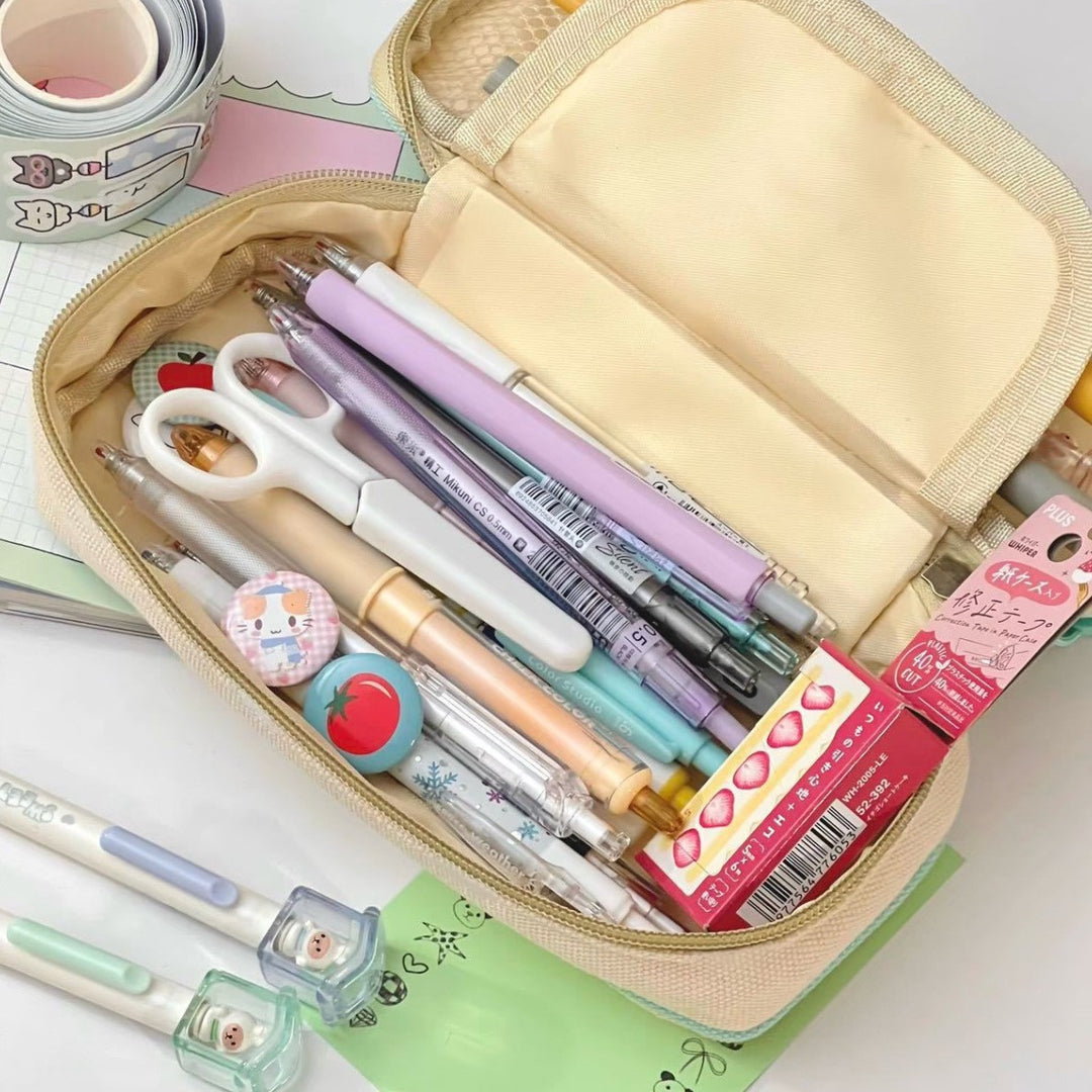 Cute Cat-Themed Zippered Pencil Case