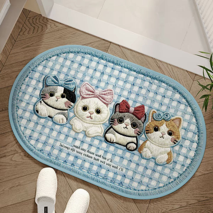Cat-Themed Plush Doormat for Home Entryway