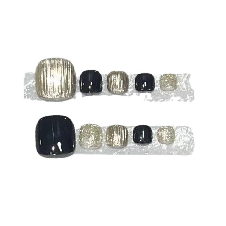 Press-On Nail Art Set with Elegant Metallic and Glitter Accents Stornfield