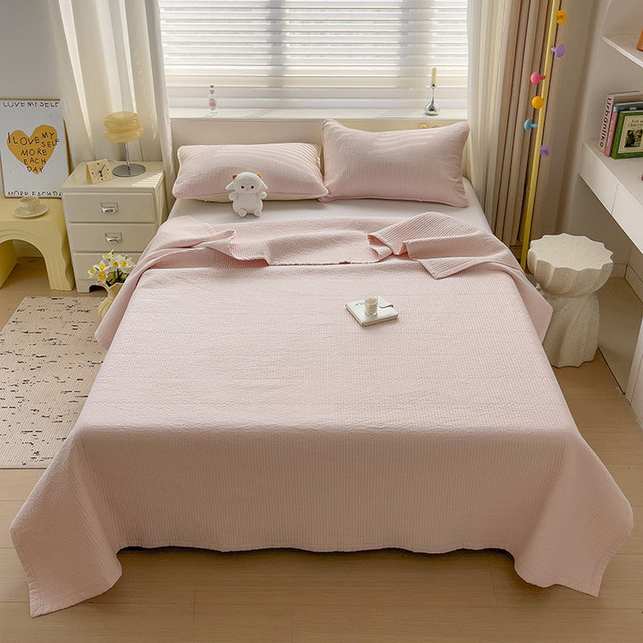 Lightweight Textured Cotton Quilt Bedspread Set