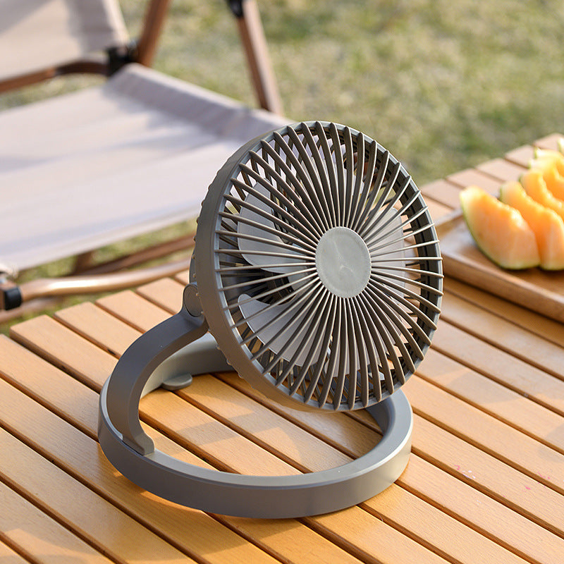 Unisex rechargeable table fan with foldable stand, adjustable angle, and silent DC motor Stornfield