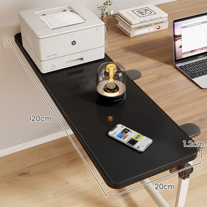 Clamp-On Adjustable Wooden Desk Side Shelf Extension with Foldable Bracket