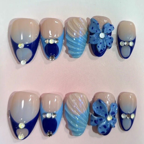 Artistic Gem-Embellished Press-On Nail Set 1790746253