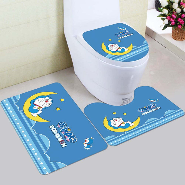 Floral Bunny-Themed Bath Mat Set