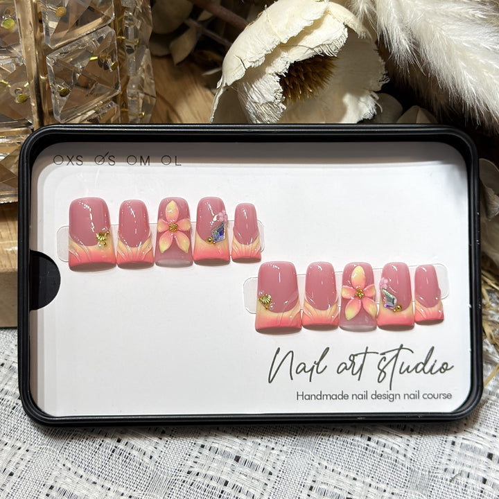 Floral-Inspired Elegant Press-On Nail Set Stornfield