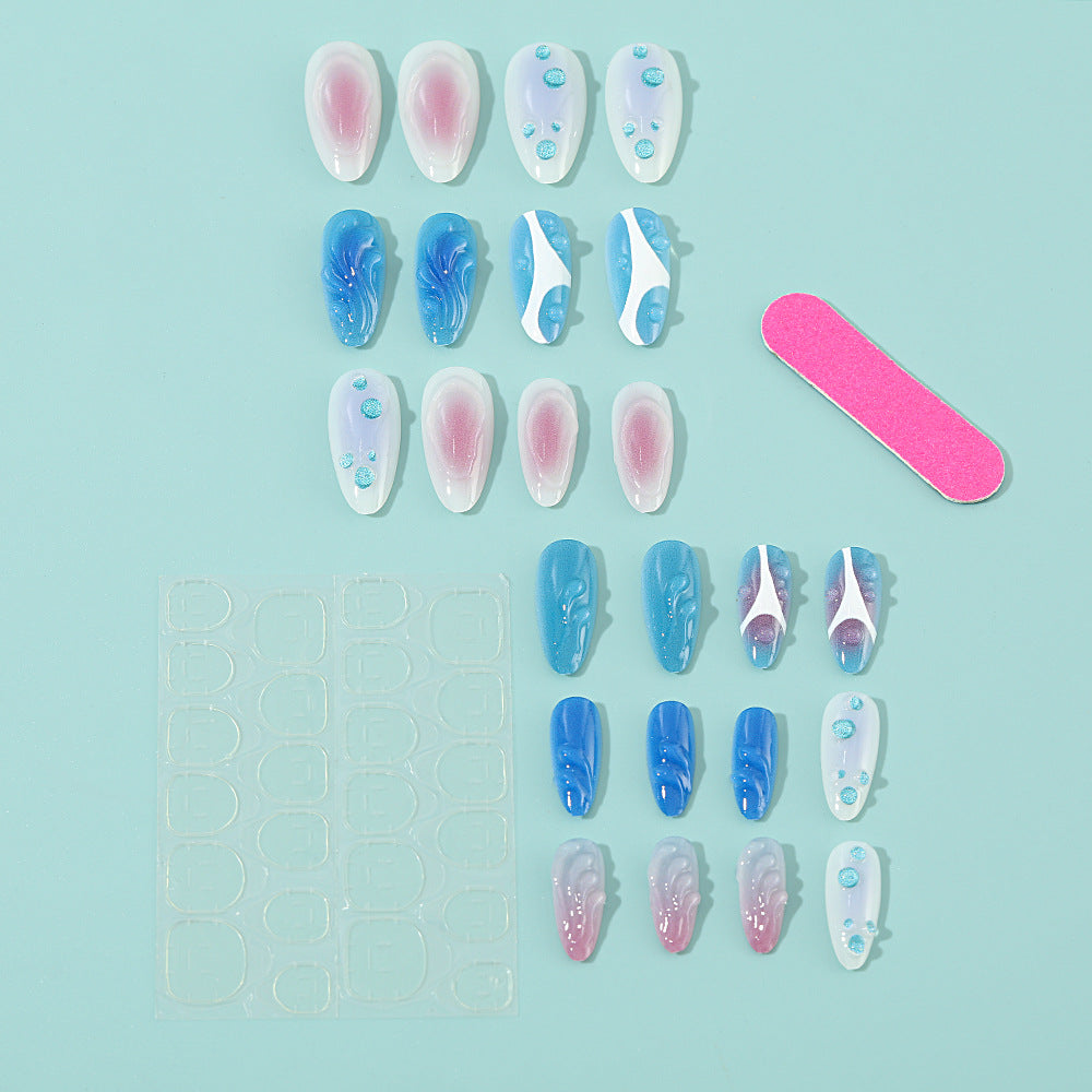 Acrylic Nail Set with Modern Aqua Designs Stornfield