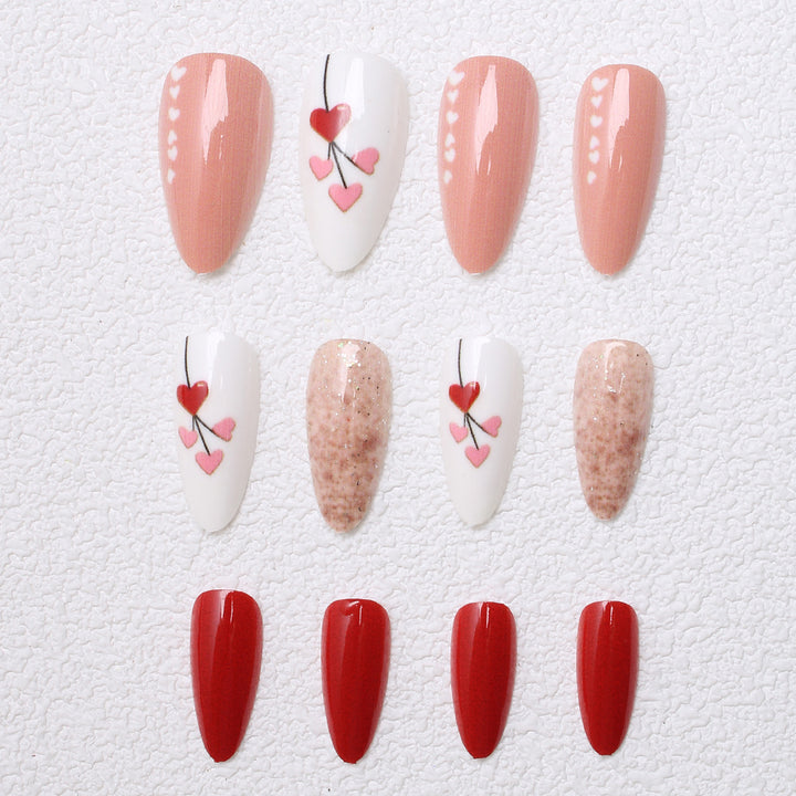 Artistic Heart-Designed Press-On Nails Stornfield
