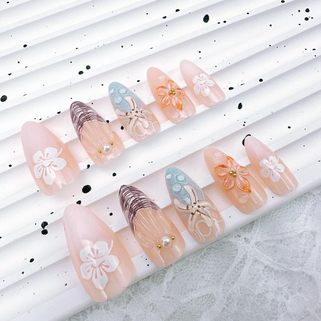 Artistic 3D Floral Press-On Nail Set Stornfield
