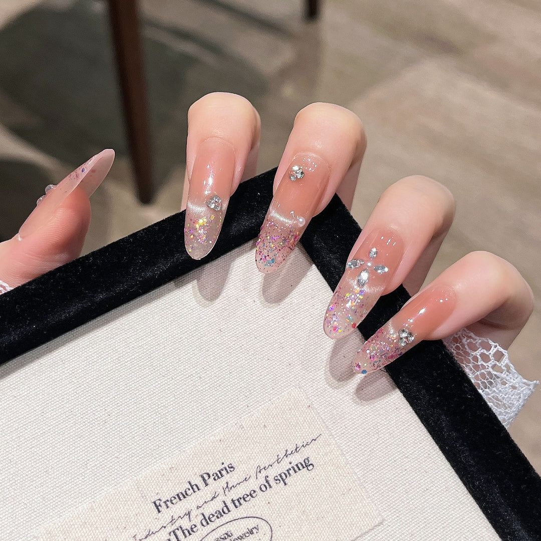 Elegant Glitter-Infused Press-On Nail Design Stornfield