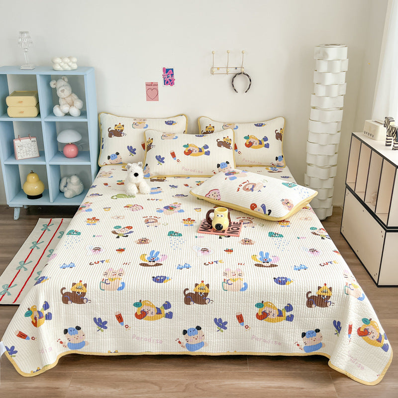 Lightweight Quilted Floral Bedspread Set with Piped Edge and Matching Pillow Shams