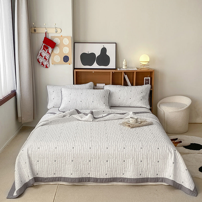 Lightweight Cotton Quilted Bedspread Set with Pillow Shams