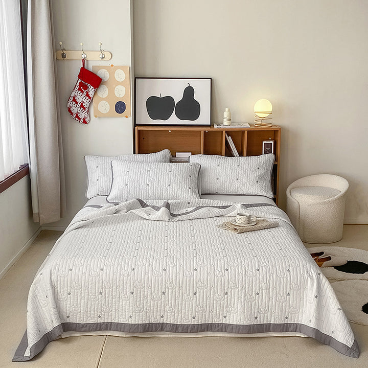 Lightweight Cotton Quilted Bedspread Set with Pillow Shams