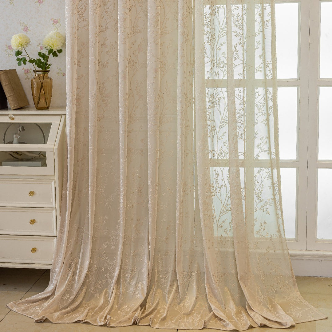 WoFloral Embroidered Sheer Curtain Stornfield