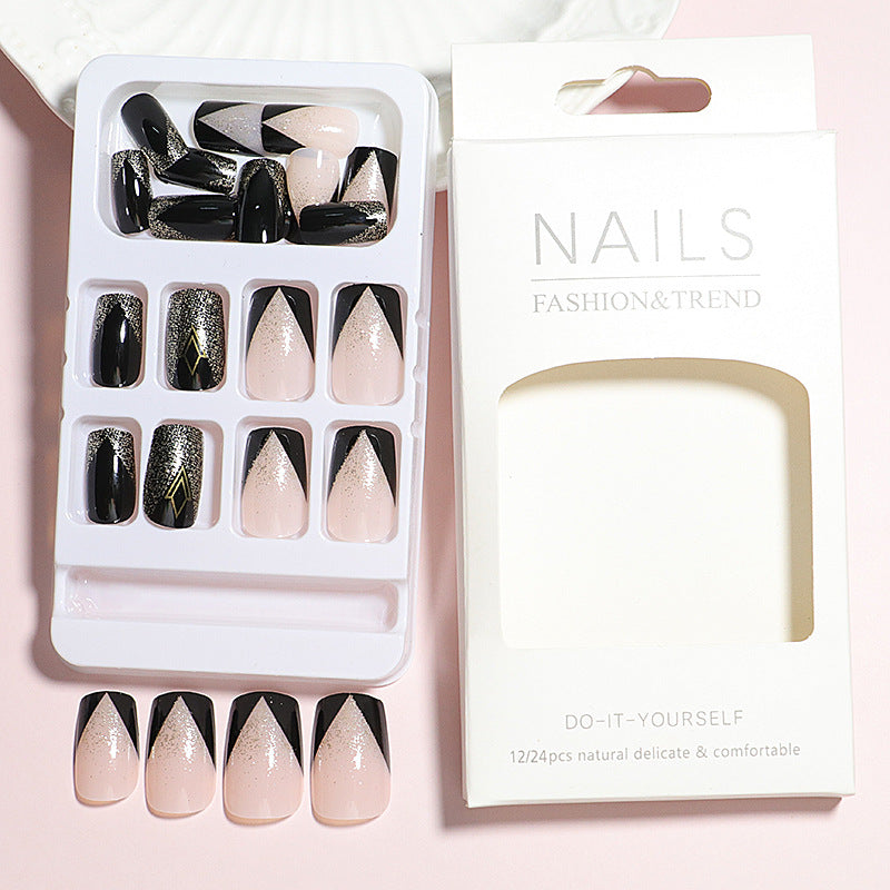 Elegant Press-On Nail Art Set with Geometric Design Stornfield