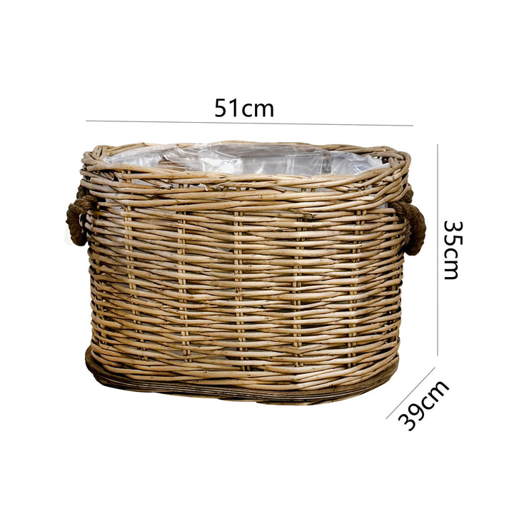 Rustic laundry basket with decorative handles Stornfield