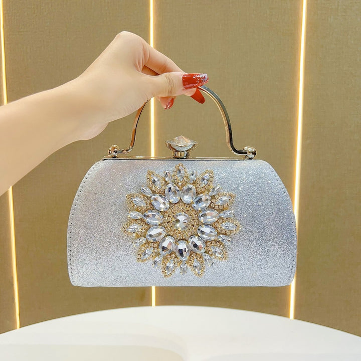 Glittering Floral Embellished Evening Handbag