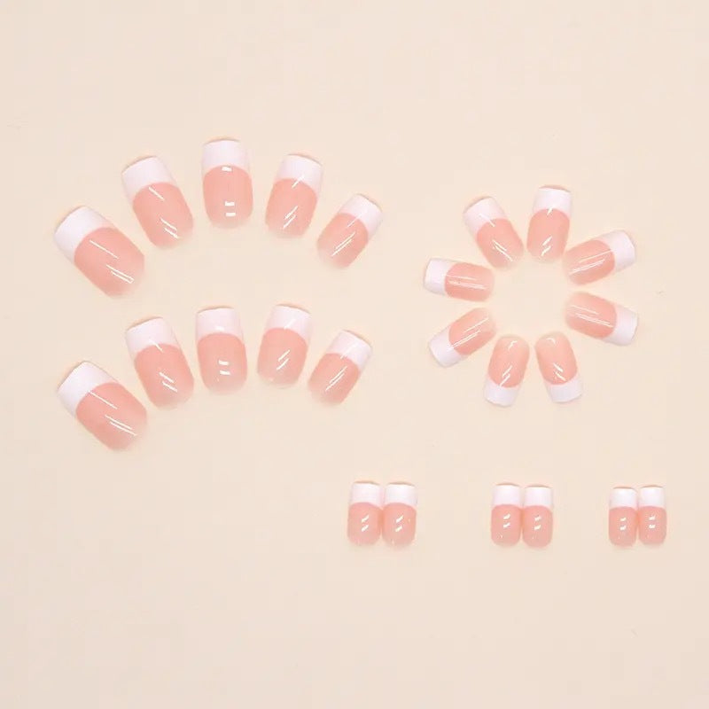 Acrylic nail set with elegant French design and glossy finish Stornfield