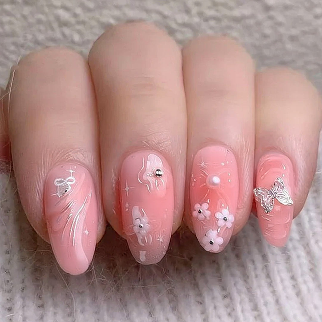 Decorative Floral Press-On Nail Art Set Stornfield